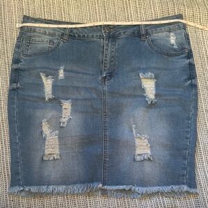 Wax Jean Blue and White Knee-Length Pencil Skirt